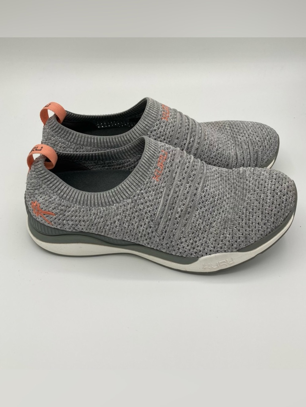 Kuru Stride Womens Shoes Sz 7.5 Gray Knit Athletic Walking Slip On Sneakers